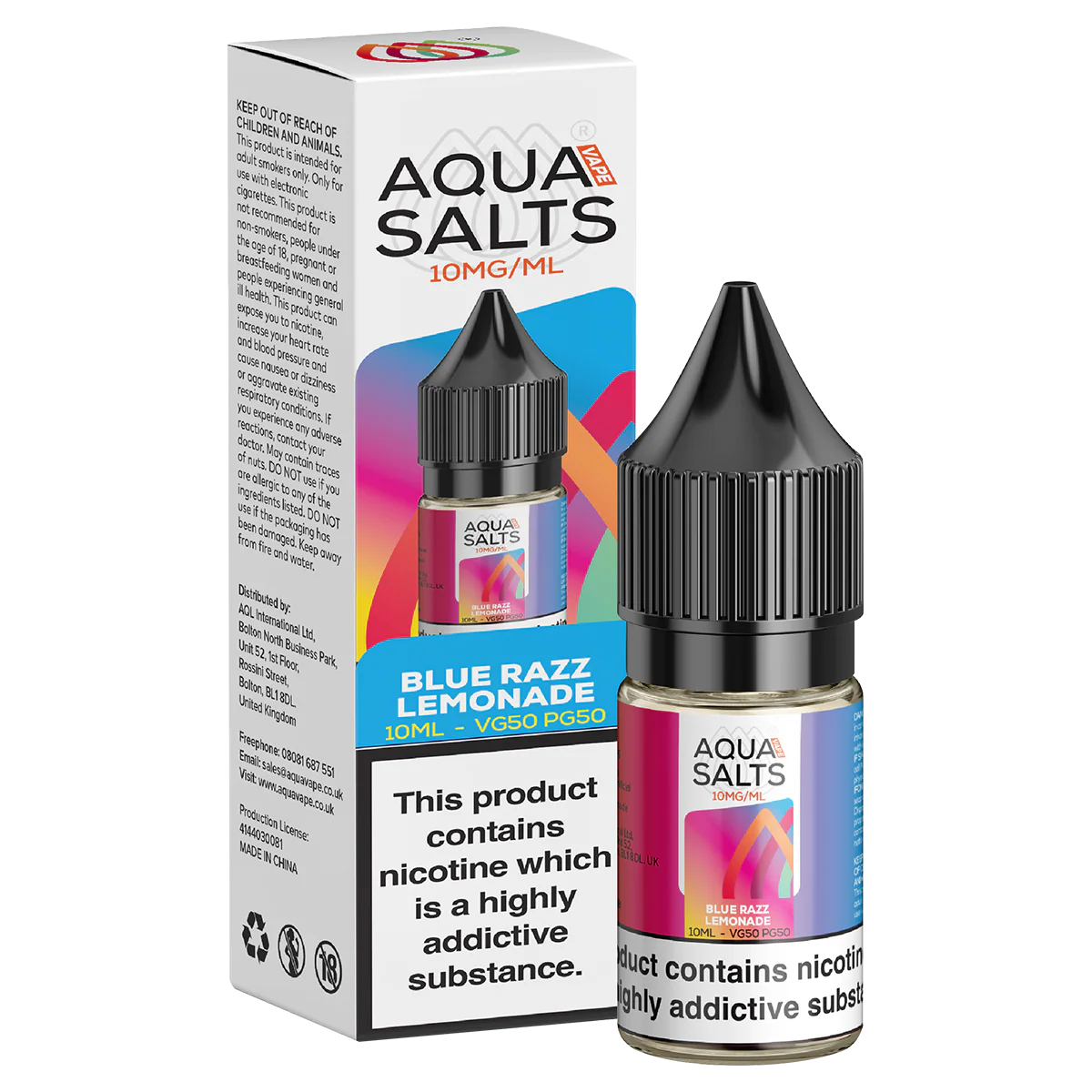 Blue Razz Lemonade Nic Salt by Aqua Salts 10ml