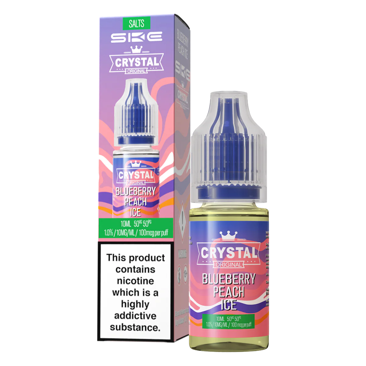Blueberry Peach Ice Nic Salt by SKE Crystal 10ml
