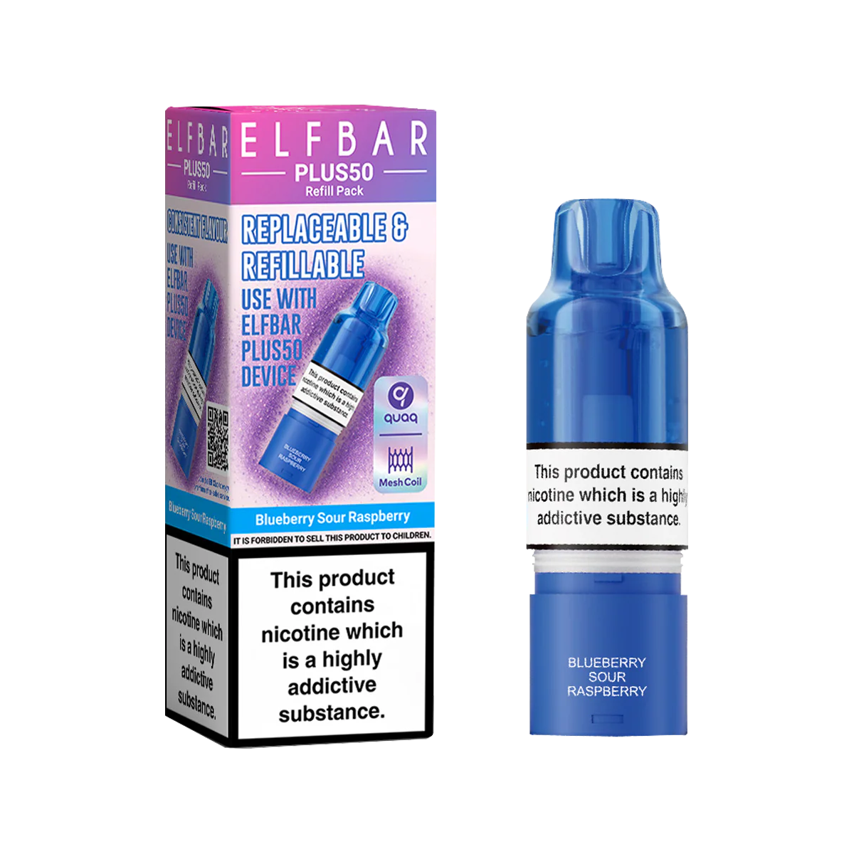 Blueberry Sour Raspberry ElfBar Plus 50 Refill Pack